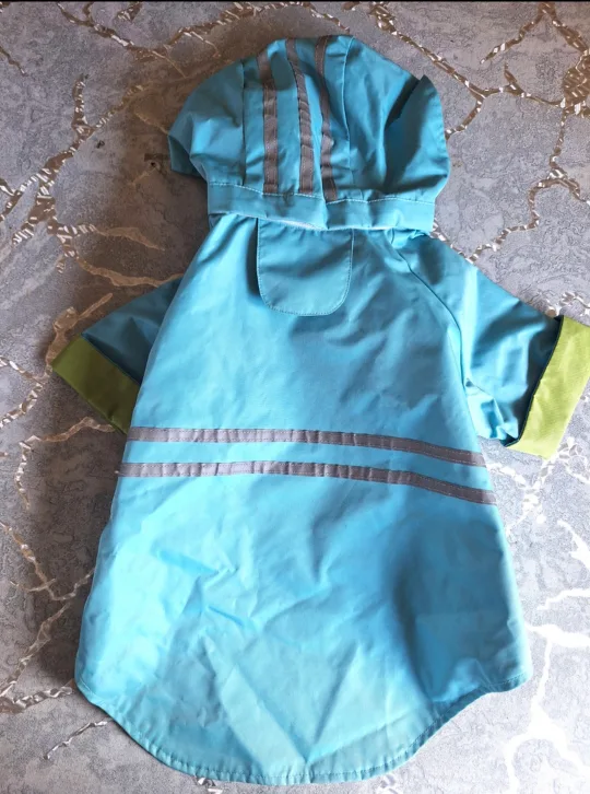 Lot of 3 Dog Rain Coat, Black Puffer Coat & Harness with Leash image indicator(2)