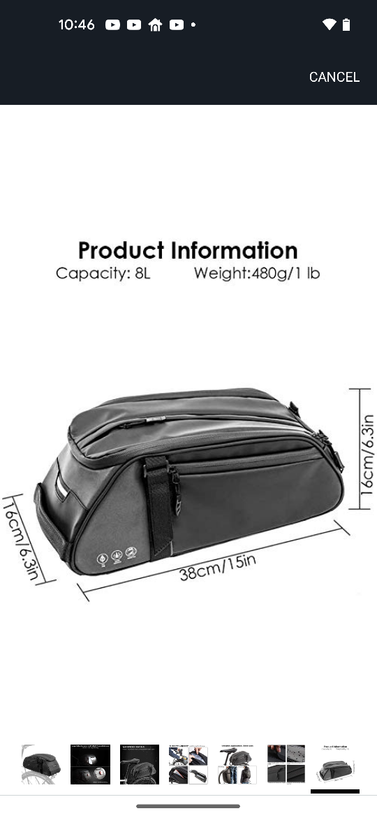 WOTOW Bike Rack Bag - 8L Capacity