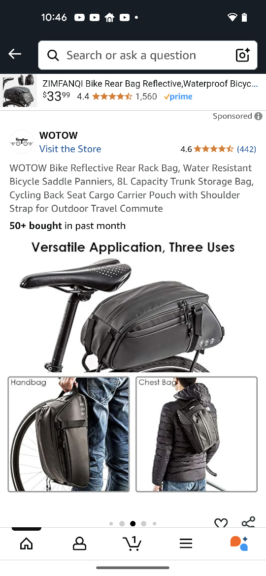 WOTOW Bike Rack Bag - 8L Capacity - photo 2