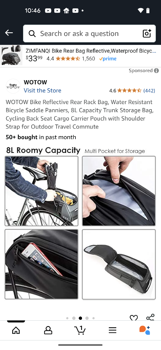 WOTOW Bike Rack Bag - 8L Capacity - photo 3