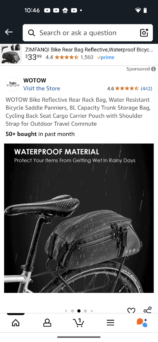 WOTOW Bike Rack Bag - 8L Capacity - photo 4