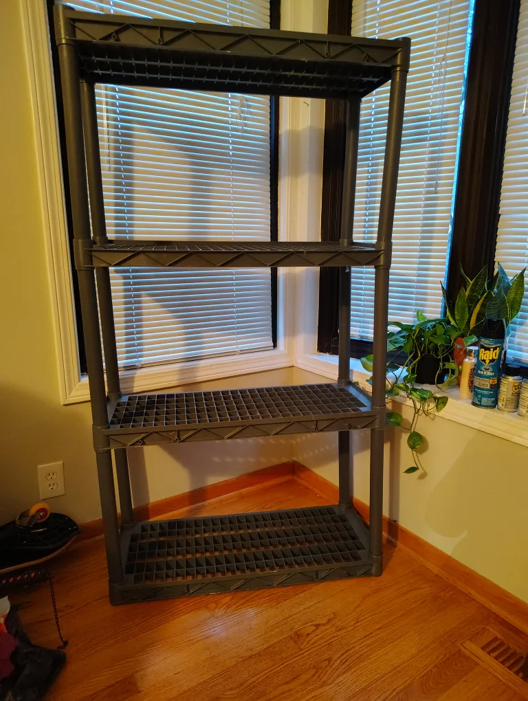4-Tier Plastic Shelving Unit - Gray thumbnail