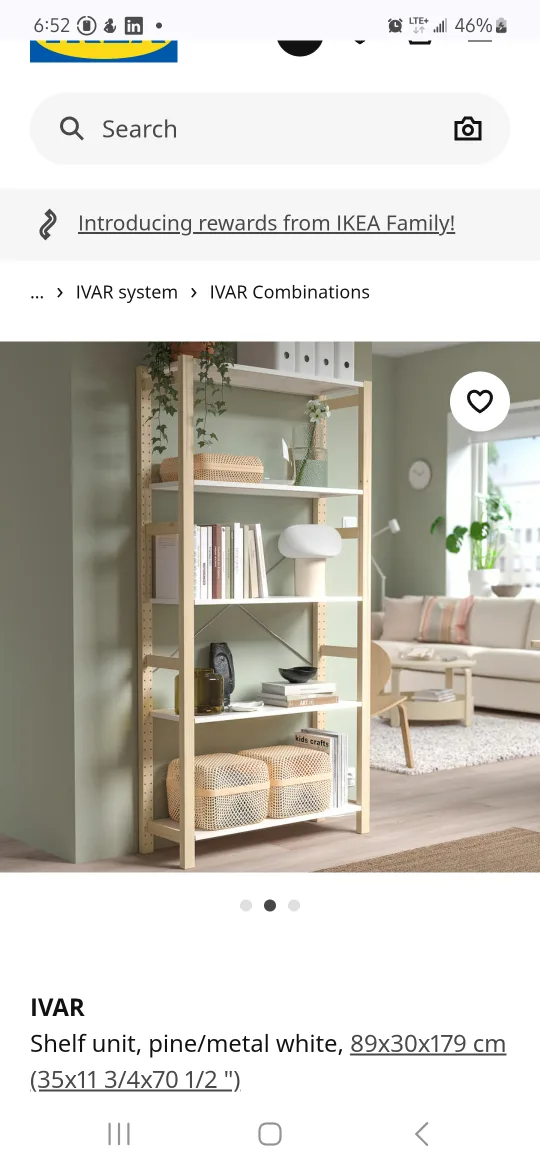 IKEA IVAR Shelf Unit - Pine/Metal White thumbnail