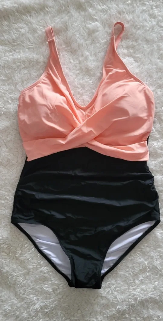 Pink & Black One-Piece Swimsuit - Size Medium image indicator(2)