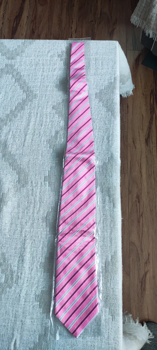 New Oxford Company Pink Striped Necktie thumbnail