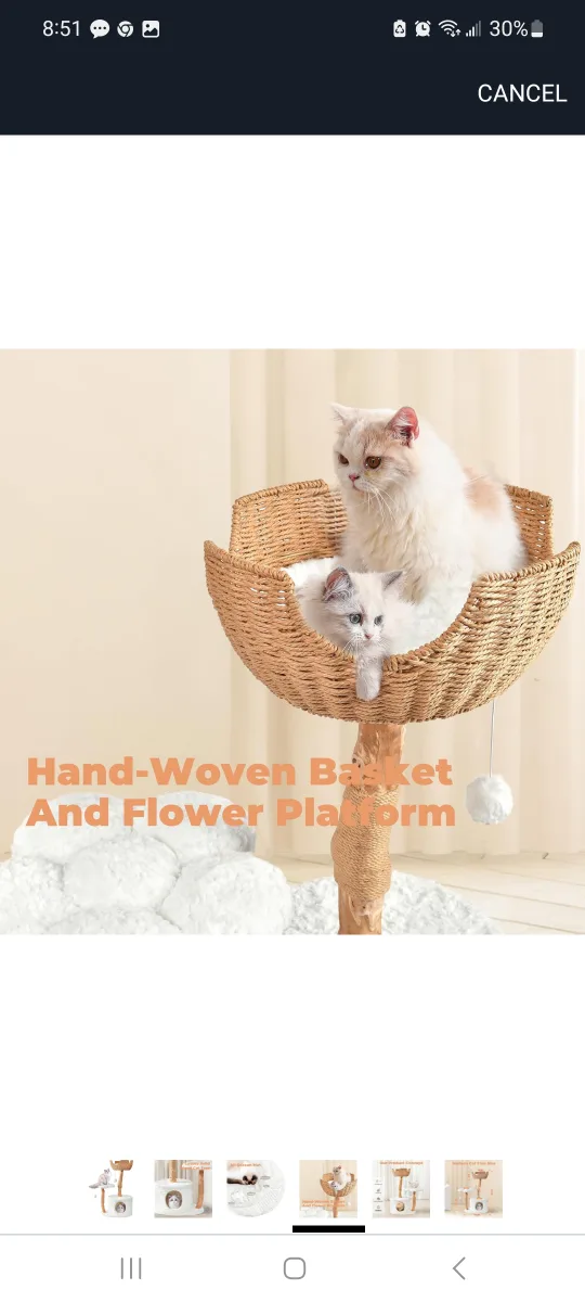 Easygo Modern Cat Tree - Rabbit Hair White brand new image indicator(8)