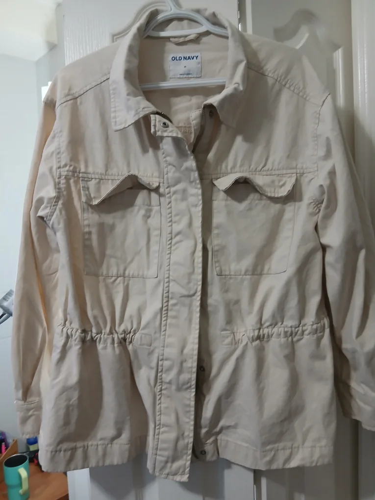 Old Navy Beige Drawstring Utility Jacket - M thumbnail