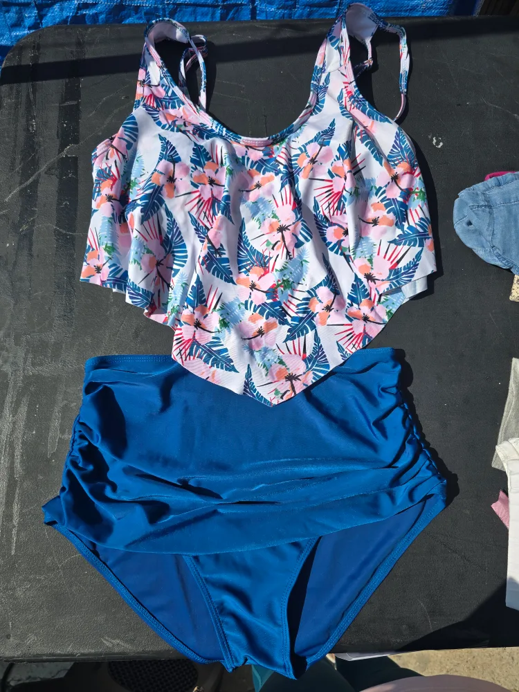 Floral Swimsuit - Blue Bottom thumbnail
