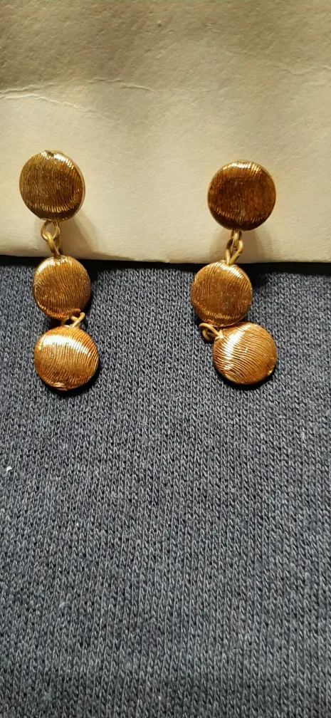 Vintage Copper Tone Dangle  Clip Earrings thumbnail