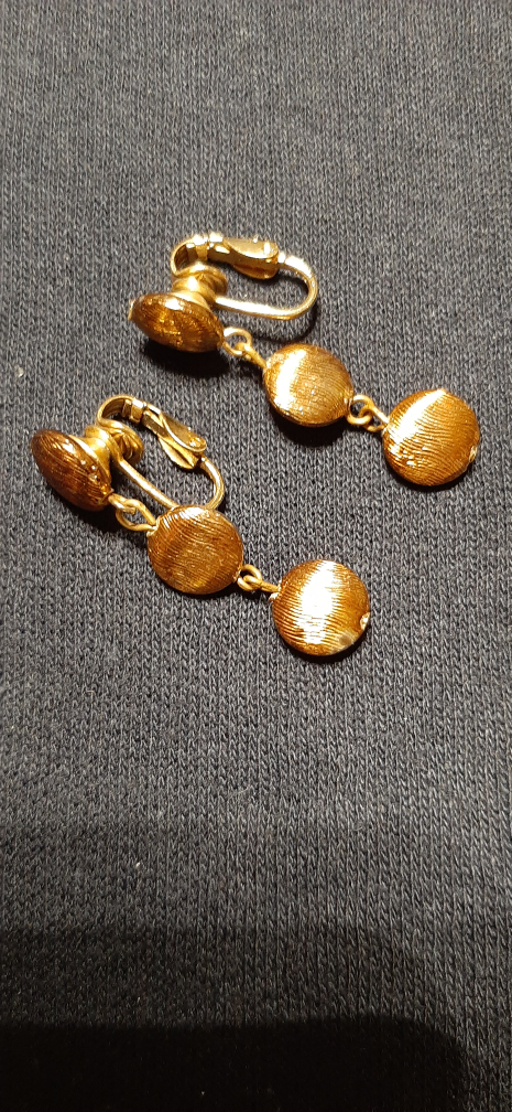 Vintage Copper Tone Dangle  Clip Earrings - photo 2