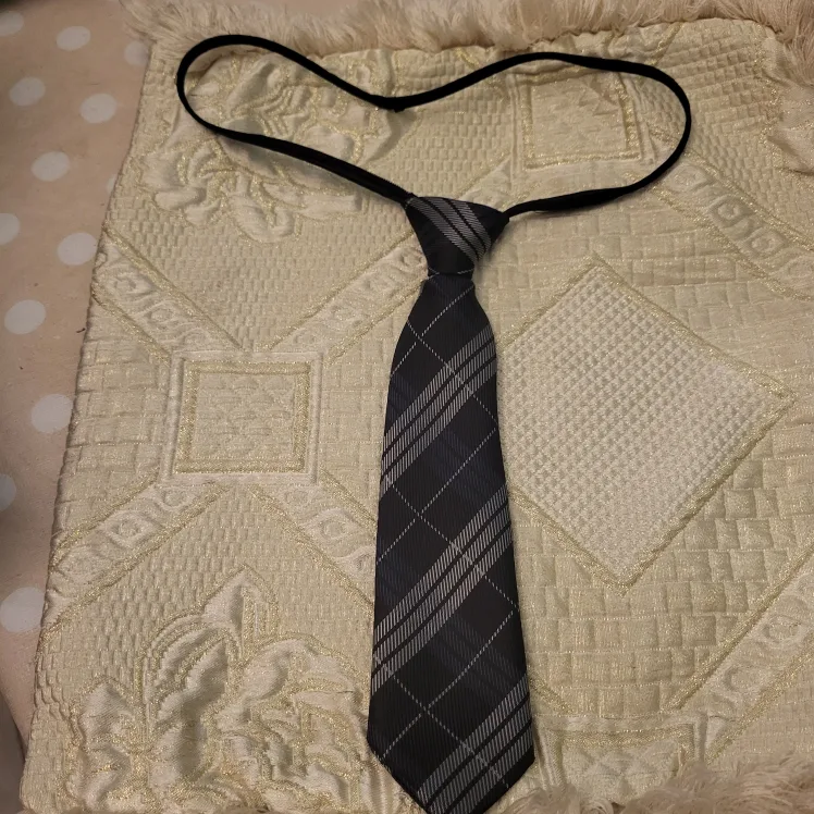 Boys' Black and Grey Plaid Tie thumbnail