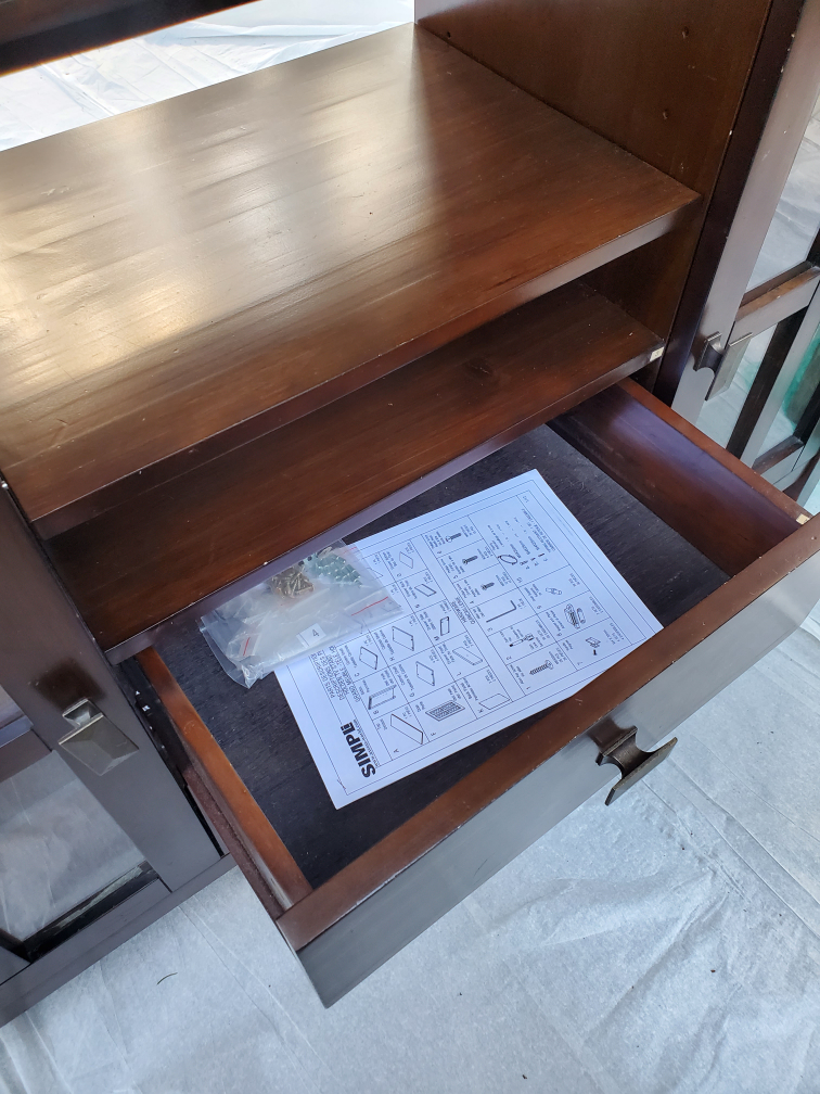 Brown Wood TV Stand with Glass Doors - photo 5