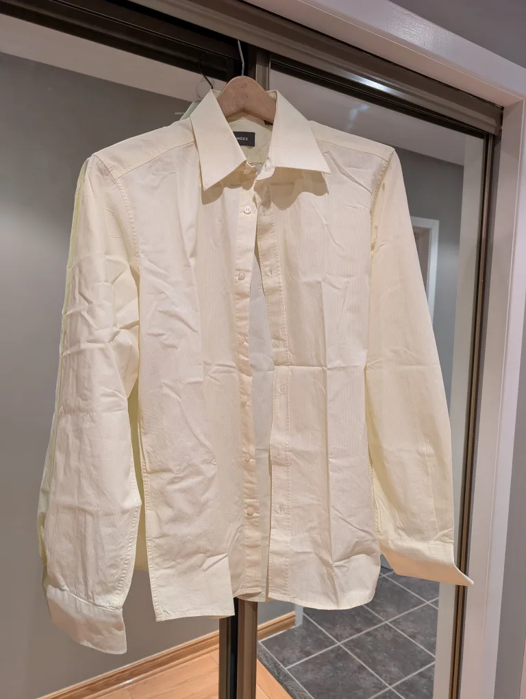 Men's Mexx Soft Yellow Pin Stripe Dress Shirt - Size M thumbnail
