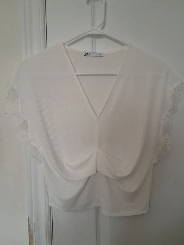 Zara White Lace Trim Top - Size S image indicator(4)