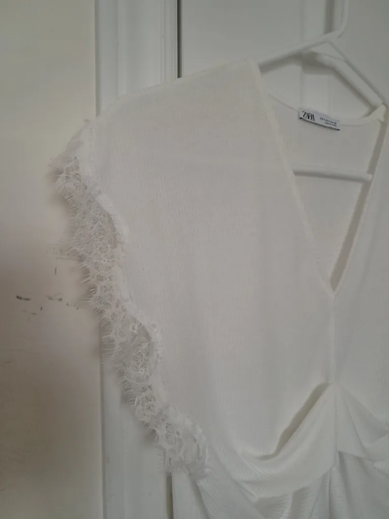 Zara White Lace Trim Top - Size S image indicator(5)