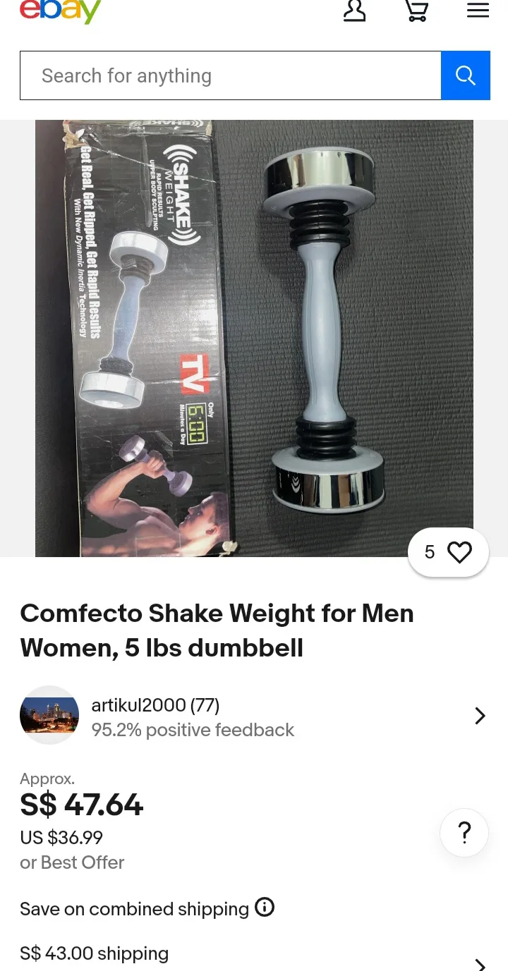 🥕  NEW!  Comfecto Shake Weight - 5 lbs Dumbbell image indicator(3)