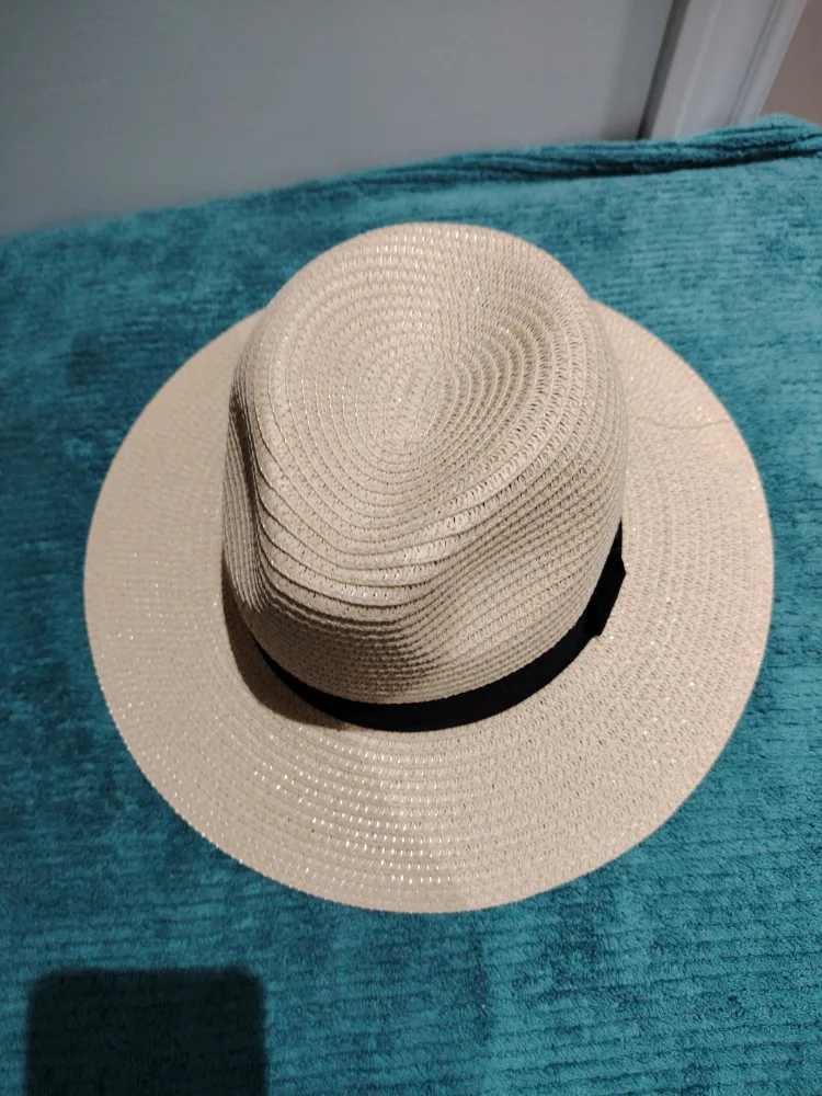 Straw Fedora Hat with Black Band thumbnail