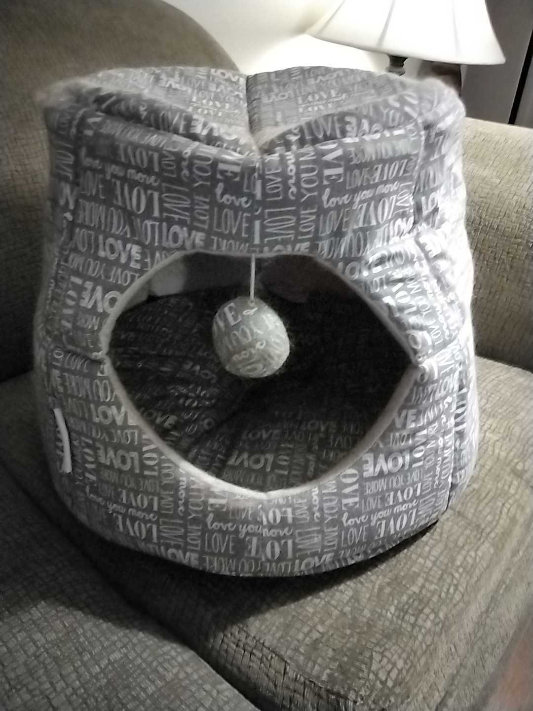 Cat Bed Cave with Hanging Ball