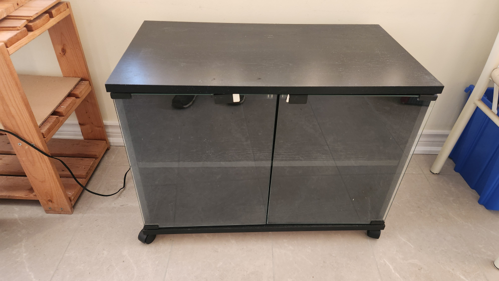 T/V Black Cabinet with Glass Doors