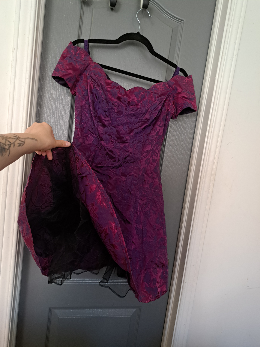 Purple Brocade Off-Shoulder Roberta Dress - photo 2