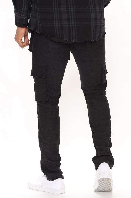 NEW Men's Fashion Nova Black Corduroy Cargo Pants Size Large - photo 3