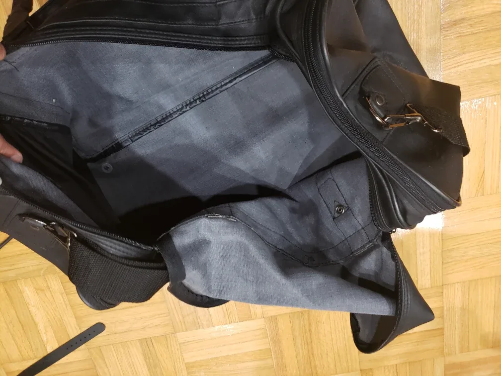 Black Leather Duffel Bag with Bonus gift image indicator(5)