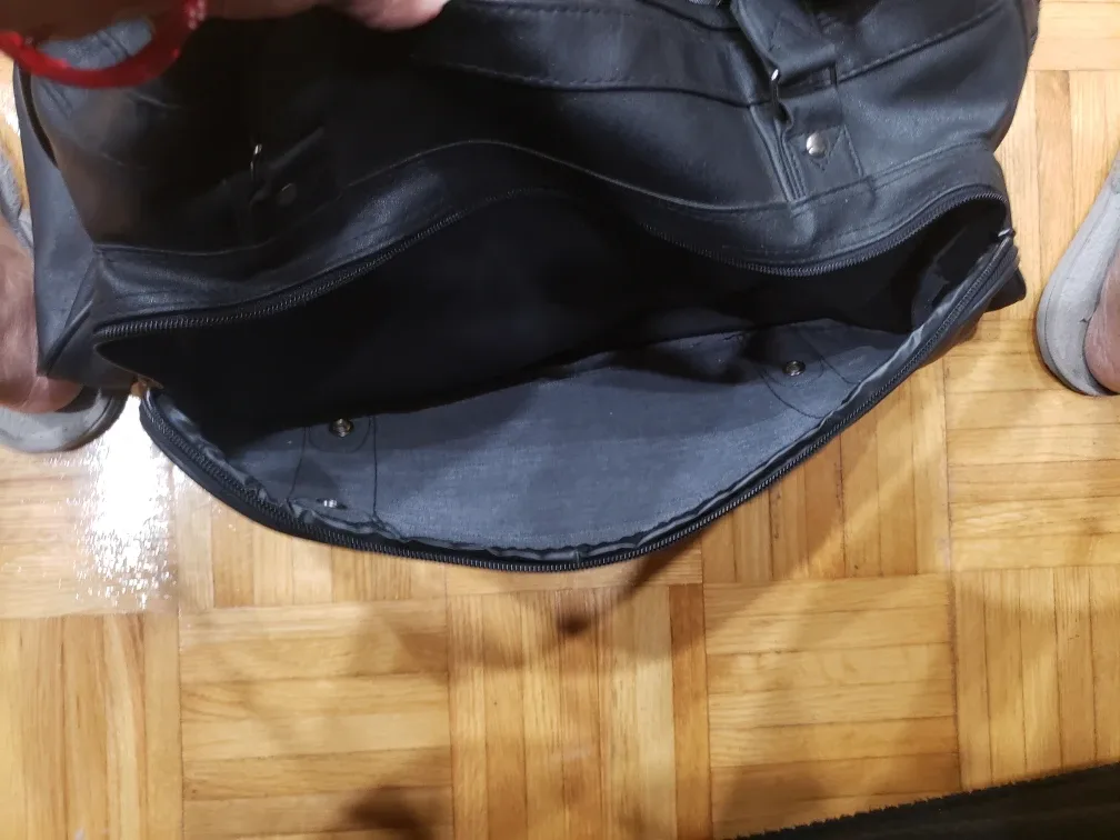 Black Leather Duffel Bag with Bonus gift image indicator(7)