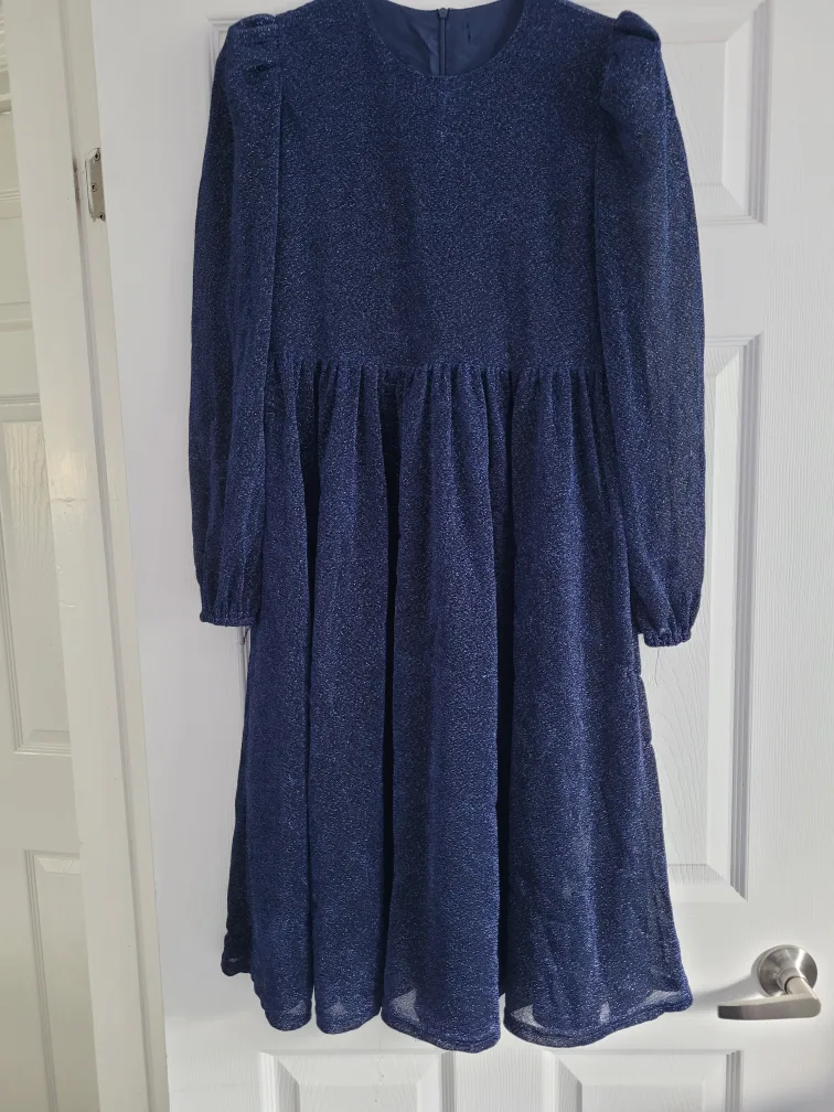 Girls size 16 Sparkly Navy Blue Dress thumbnail