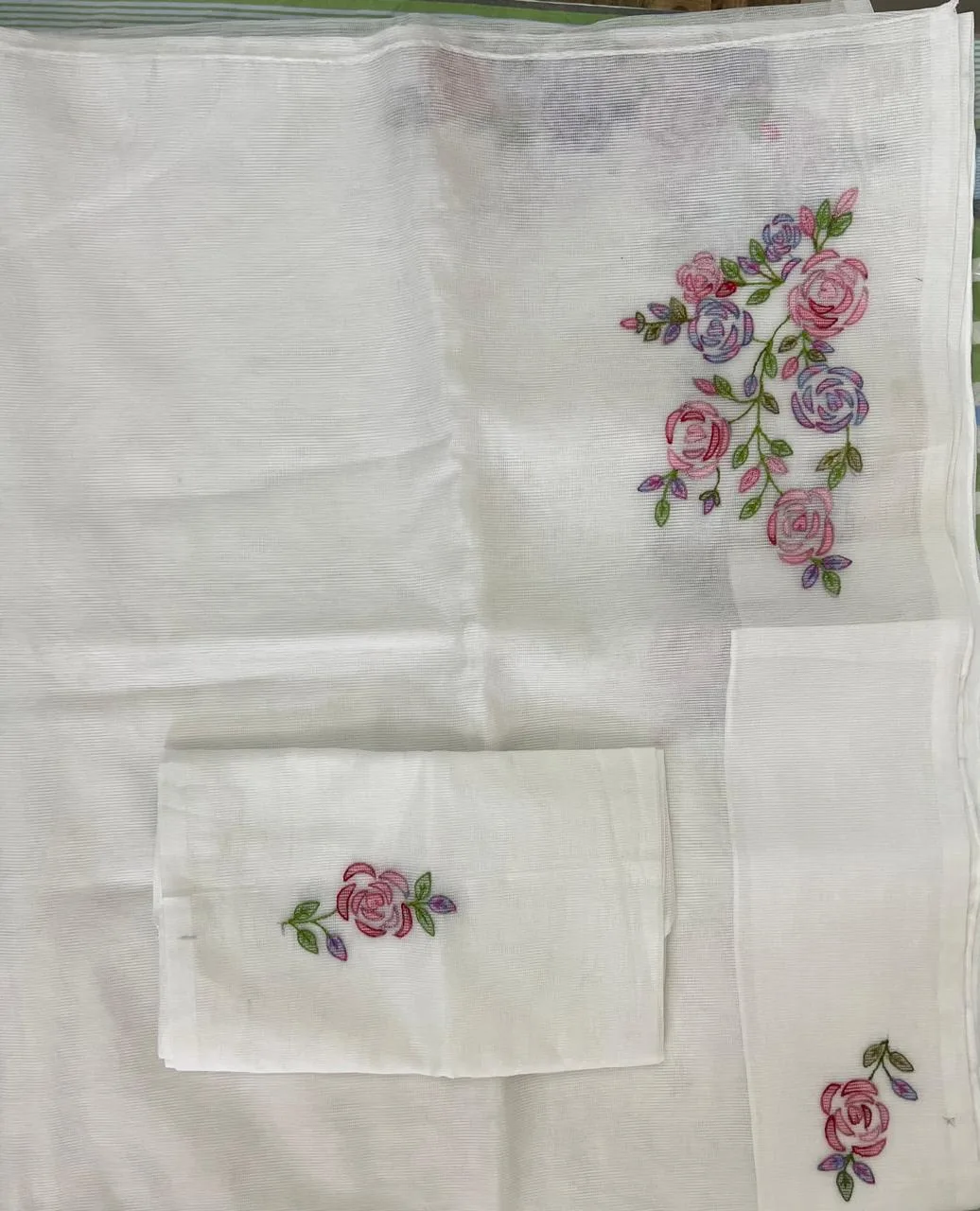 Floral Embroidered Tablecloth Set and Indian dress image indicator(9)