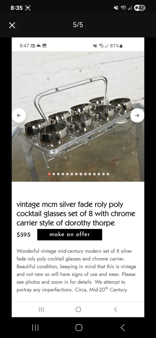 Vintage  roly poly Cocktail Glasses Set image indicator(4)
