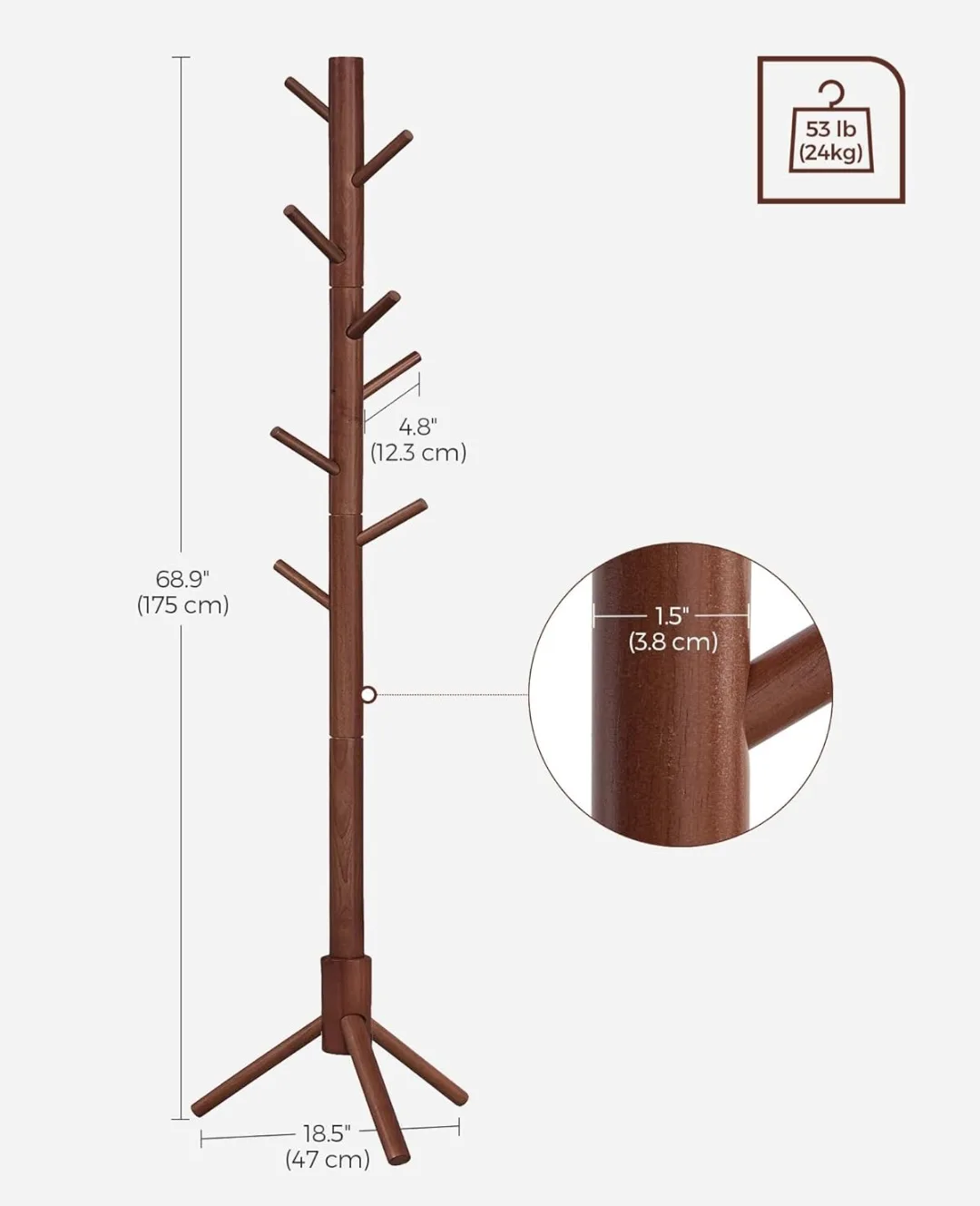 VASAGLE Wooden Coat Rack Stand thumbnail