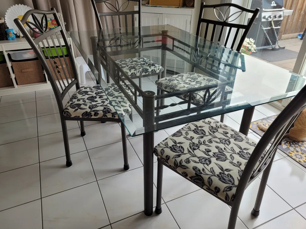 Glass Top Dining Table with 4 Chairs image indicator(3)