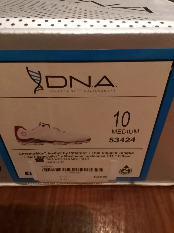 (Brand New) FootJoy DNA Golf Shoes - White/Red, Size 10 image indicator(8)
