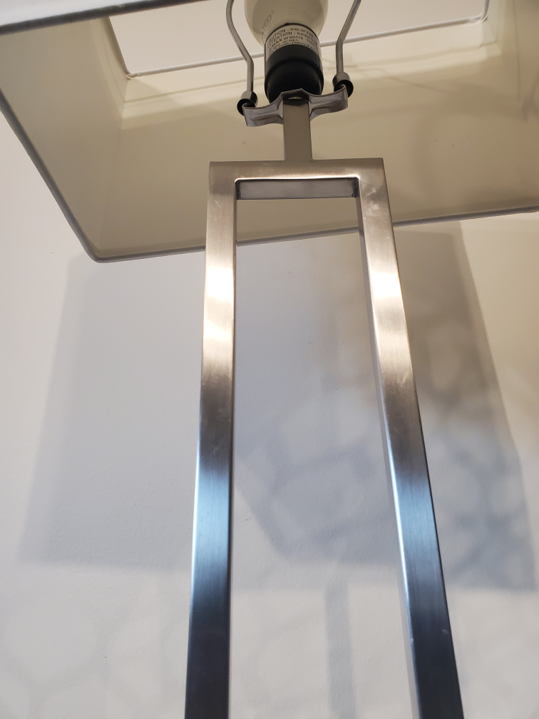 Silver Metal Table Lamp with White Shade - photo 4