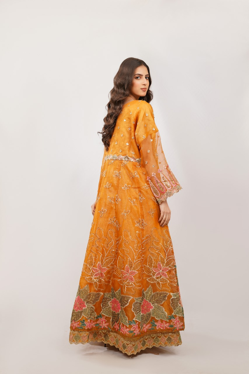 Orange Embroidered Formal Dress - photo 4