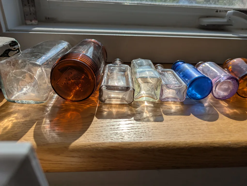 Antique Glass Bottles Collection $7 or $50 for all image indicator(9)