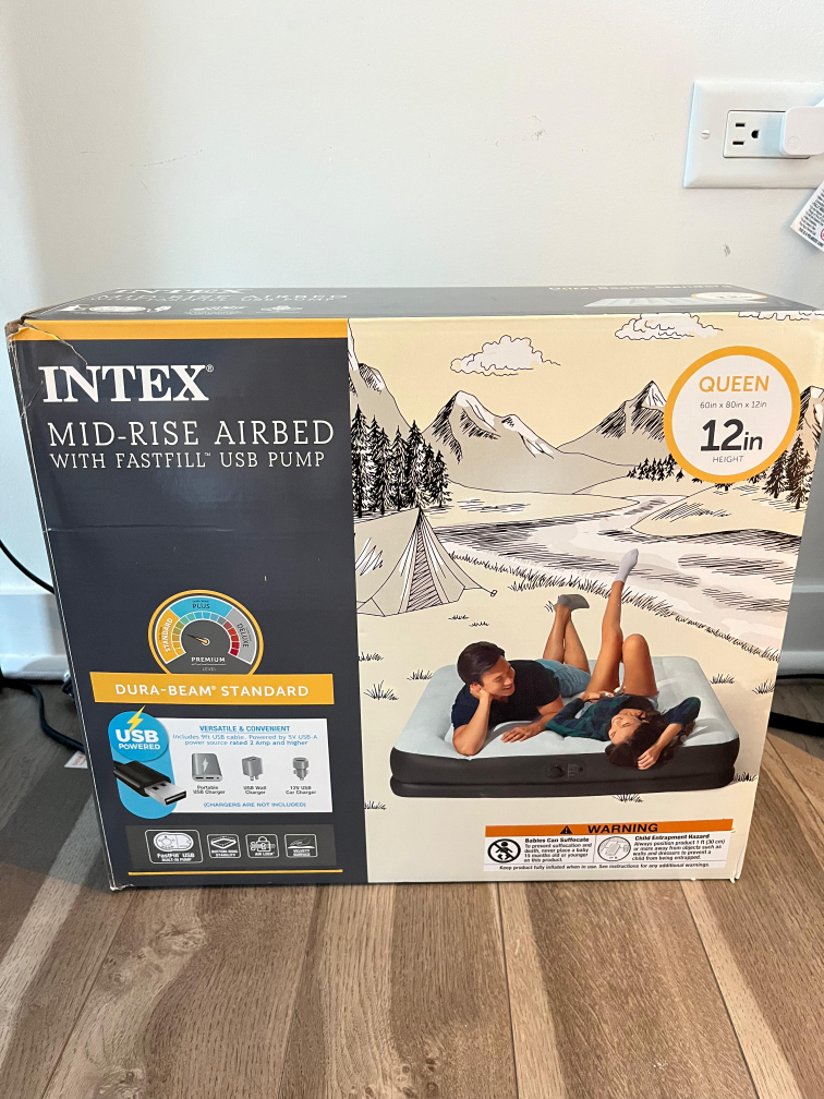 Intex Queen Air Mattress – Mid-Rise (12") with USB Pump