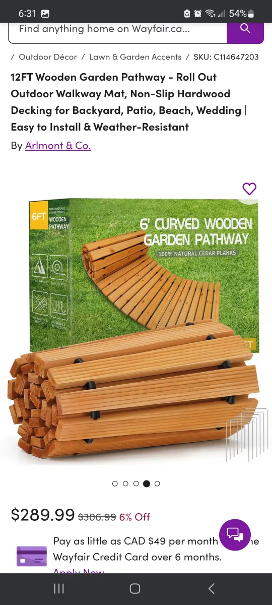 Arlmont & Co. 12FT Wooden Garden Pathway Mat brand new image indicator(4)