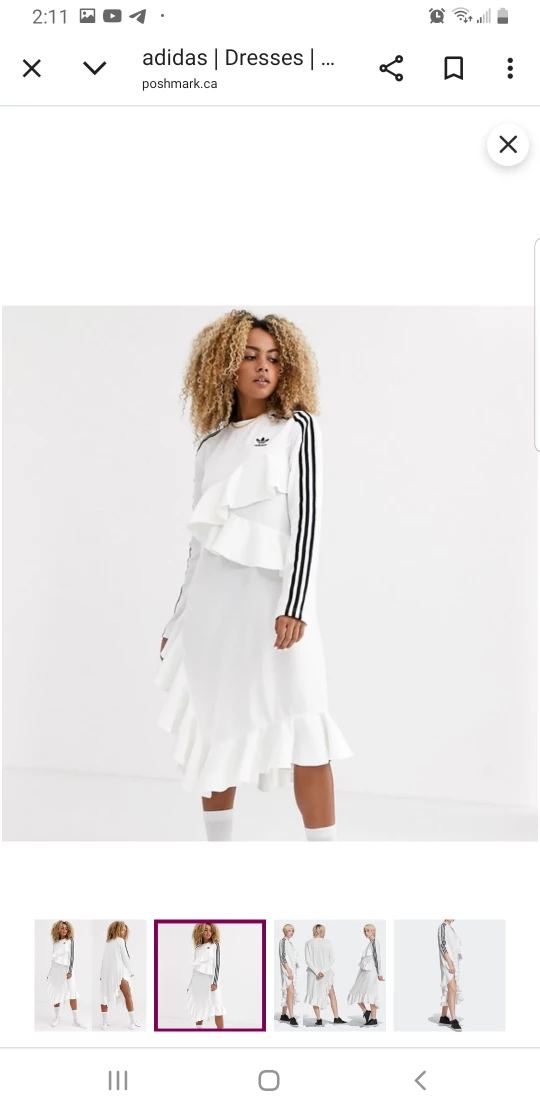 Adidas 3-Stripe Asymmetrical Ruffle Dress
