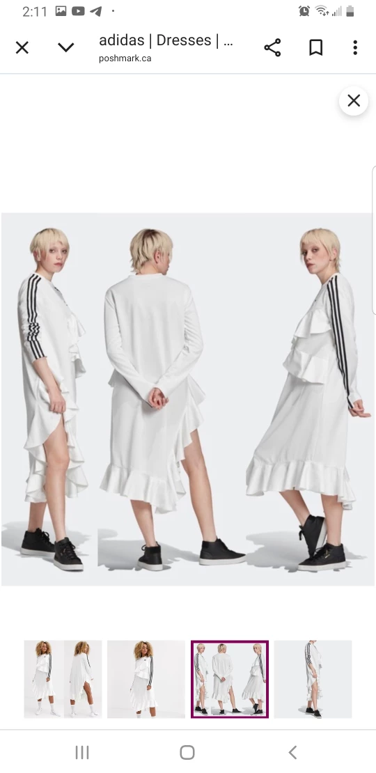 Adidas 3-Stripe Asymmetrical Ruffle Dress - photo 2