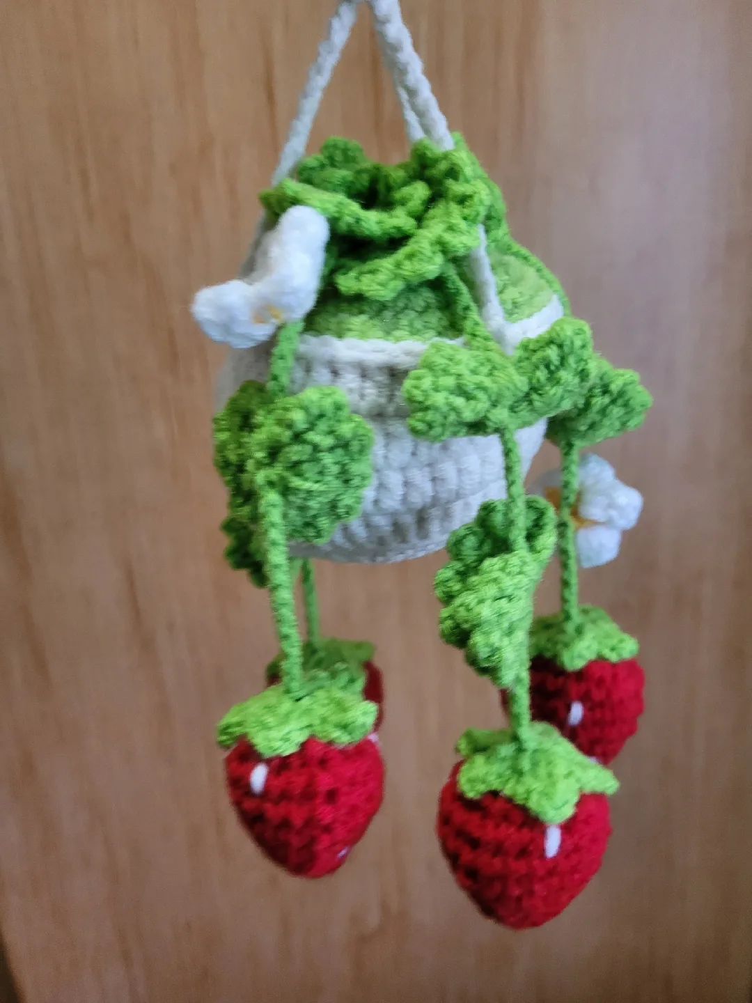 Crochet Strawberry Plant Hanger - Handmade image indicator(2)