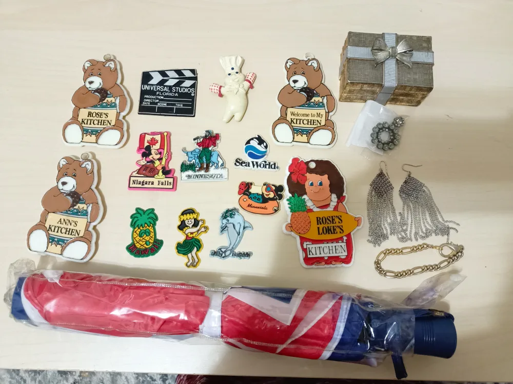 Fridge Magnets -  usa flag umbrella,  few earrings, jewelry box🧡 thumbnail