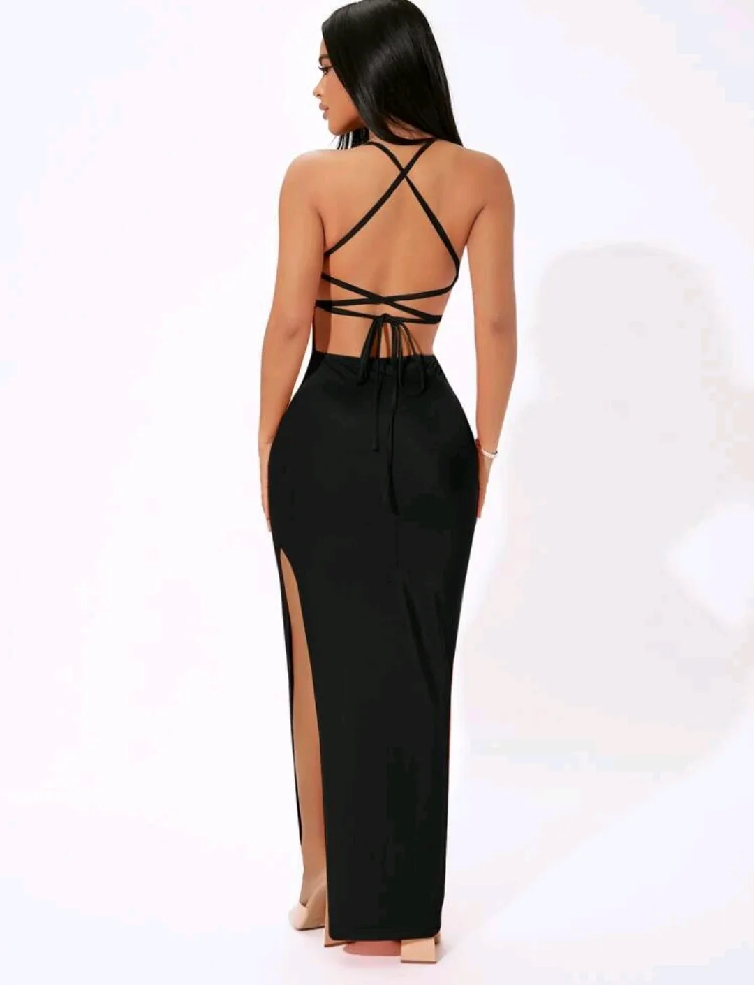 Black Maxi Dress with Strappy Back thumbnail