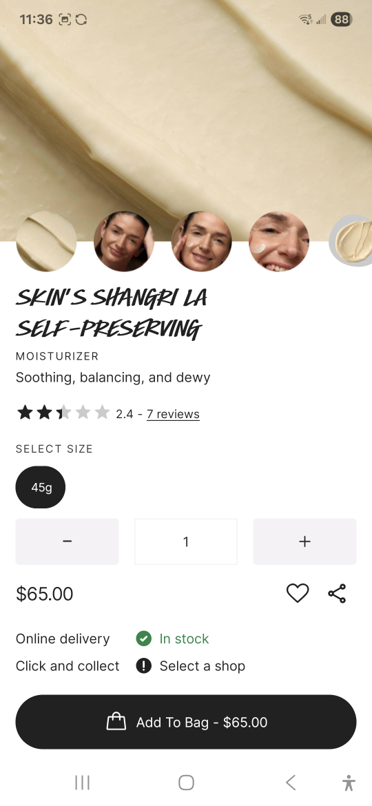 Lush Skin's Shangri La Moisturizer 45g
