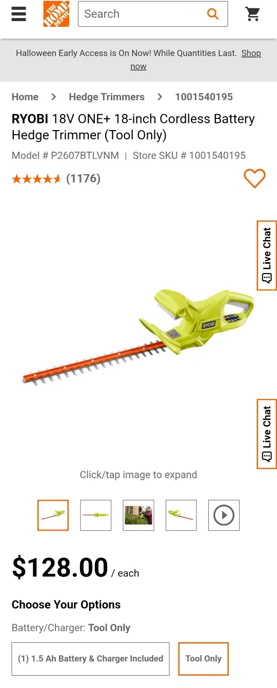 Ryobi 18V ONE+ Hedge Trimmer image indicator(4)