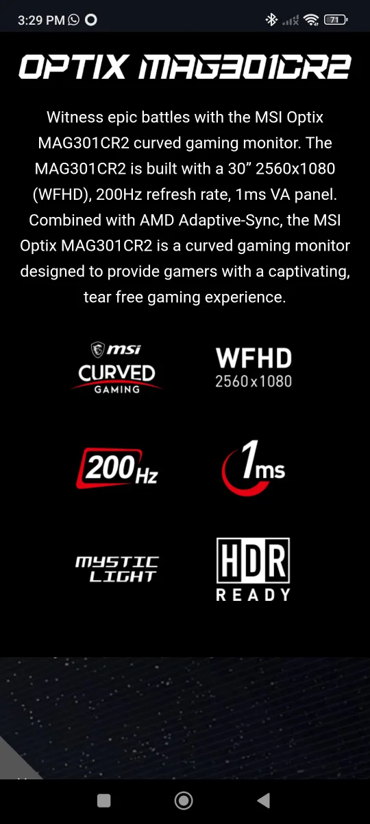 MSI Monitor Optix MAG301CR2 image indicator(9)