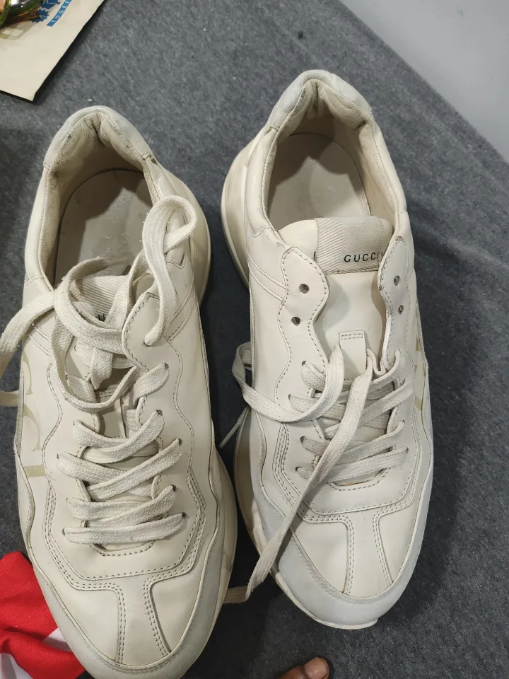 Gucci White Leather Sneakers Size 7.5 image indicator(2)