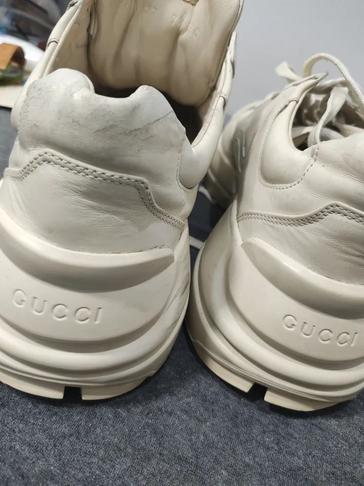 Gucci White Leather Sneakers Size 7.5 image indicator(5)