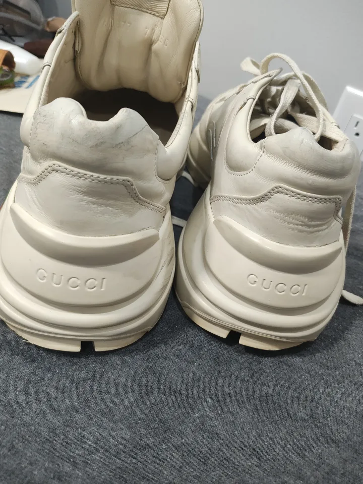 Gucci White Leather Sneakers Size 7.5 image indicator(6)