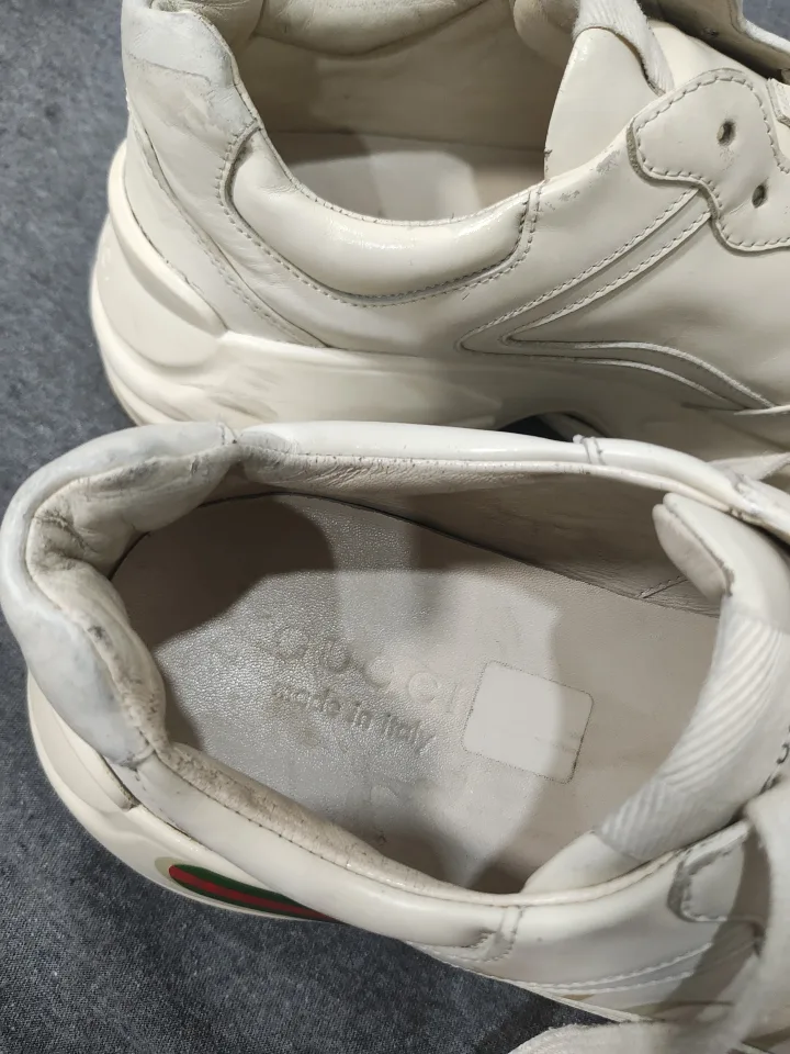 Gucci White Leather Sneakers Size 7.5 image indicator(10)